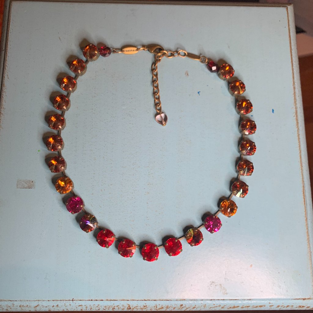 Authentic Sabika Manhattan Bright Spot Necklace Choker Red Pink Topaz 106$